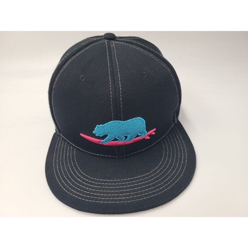 Grassroots California Cali To Miami‎ Bear Fitted 7 1/4 Hat Cap Black Blue Pink